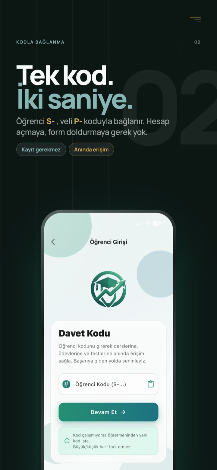 Öğrenci ve velinin davet koduyla öğretmene bağlandığı ekran.