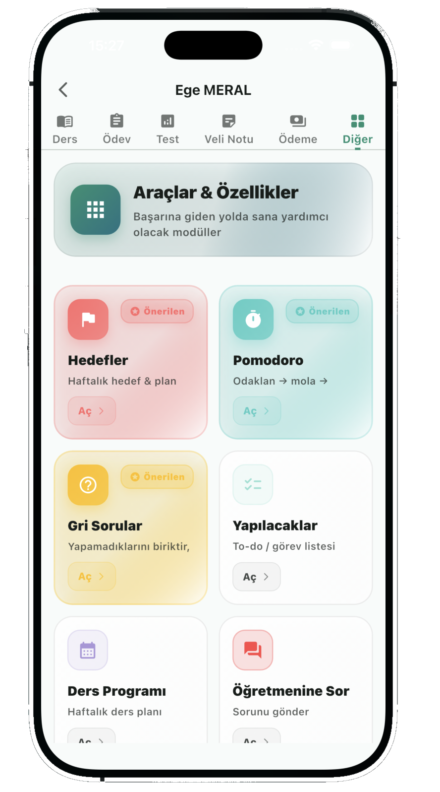 Öğrenci Takip Sistemi panel ekranı